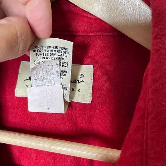 Eddie Bauer Shirt Mens XL Red Button Up Long Sleeve Pockets Flanel Outdoor - Picture 4 of 9